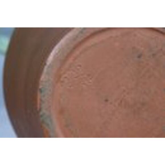 Vintage Intaglio Etched Redware Flower Vase, Signed Bottom - Picture 8 of 9